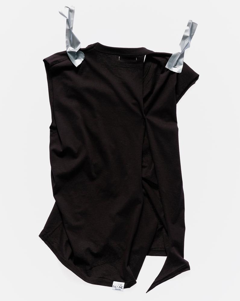 005-102 Asymmetrical Black T-shirt