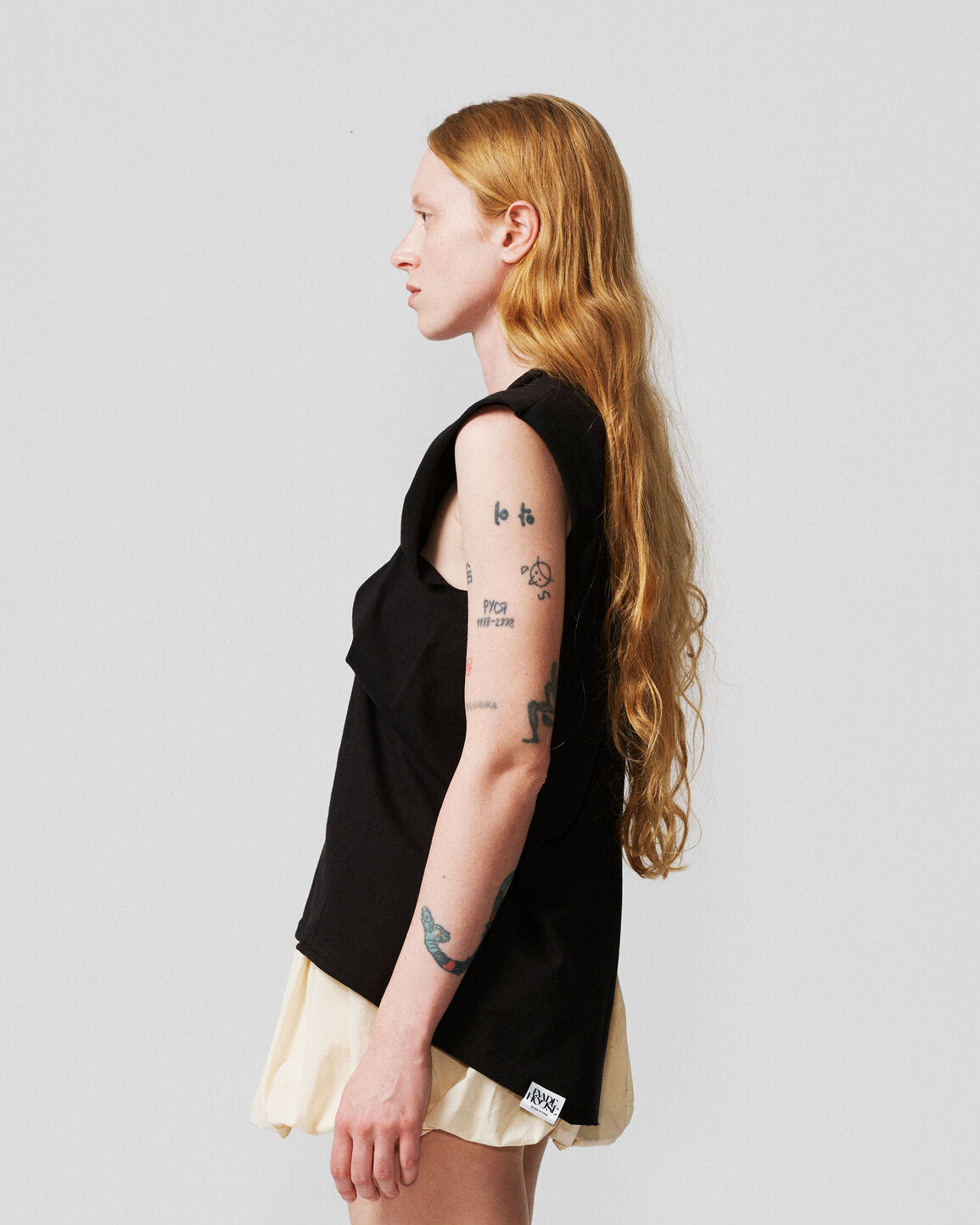 005-102 Asymmetrical Black T-shirt