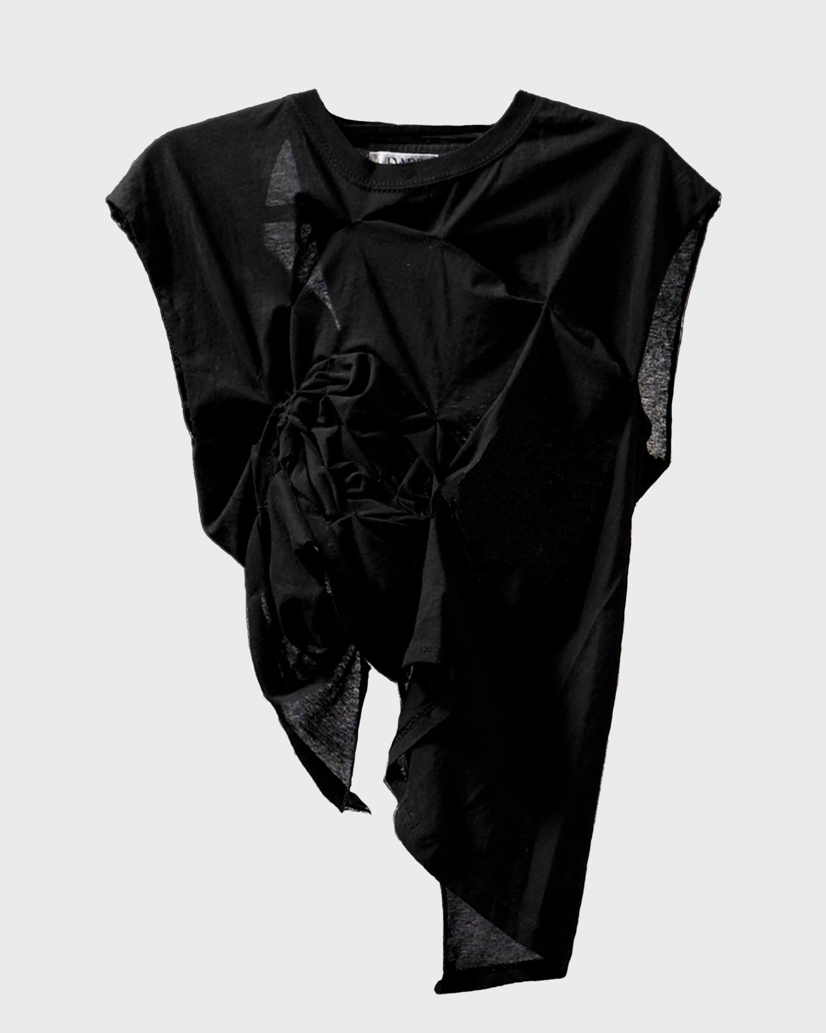 Black Nail Bead Solid Thin Cotton T Shirt Asymmetrical